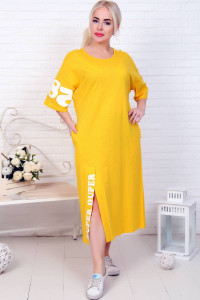 Платье женское №32005 кулирка карде (последний размер) желтый 52