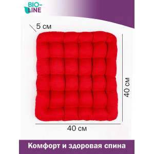 Сидушка-подушка для мебели с гречневой лузгой темп "Bio-Line" PSG25 красный