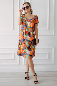 Платье женское "Мелинда" штапель (последний размер) персиковый 54