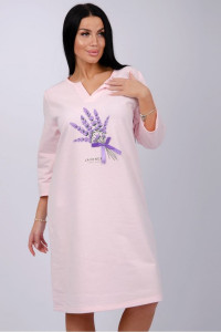 Сорочка женская "Лаванда 2" футер с начесом (последний размер) розовый 50