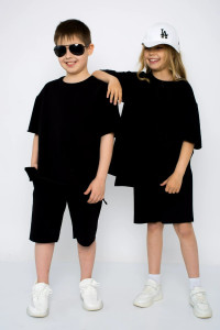 Костюм двойка детский "Катар-2" футер петля (р-ры: 128-164) черный