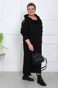 Платье женское "Астара" С-5240 футер (последний размер) черный 68