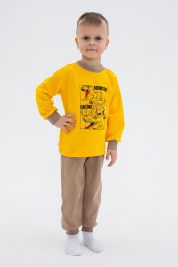 Пижама детская "Ким" 10119 интерлок (р-ры: 104-128) шафран-бежевый