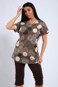 Костюм двойка женский 01050 кулирка (р-ры: 48-62) коричневый