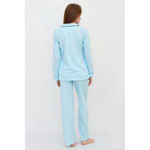 Пижама женская "Бабл-гам А" (брюки) кулирка (последний размер) голубой 54