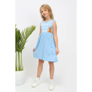 Платье детское "Кесси-1" кулирка (последний размер) голубой 134