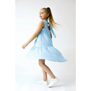 Платье детское "Моана-1" муслин (р-ры: 116-164) голубой