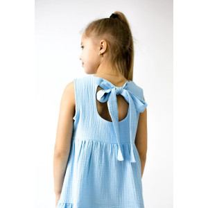 Платье детское "Моана-1" муслин (р-ры: 116-164) голубой