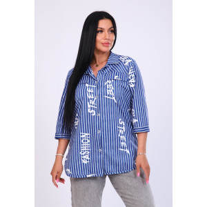 Рубашка-туника женская "Рандеву" М377 кулирка (последний размер) синяя полоса 50