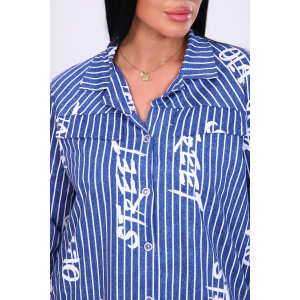 Рубашка-туника женская "Рандеву" М377 кулирка (последний размер) синяя полоса 50