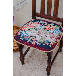 Чехол-сидушка на стул с завязками 049243 гобелен коричневый-лилии