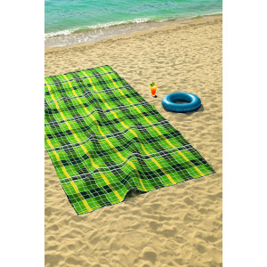 Полотенце банно-пляжное вафельное "Яркая клетка"