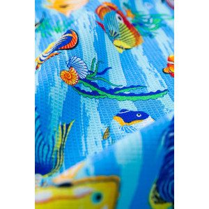 Полотенце банно-пляжное вафельное "Рыбки" синий