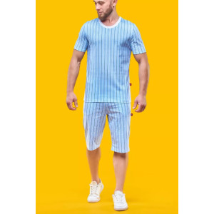 Пижама мужская 2701 "Голубая полоска" (шорты) трикотаж (последний размер) 52