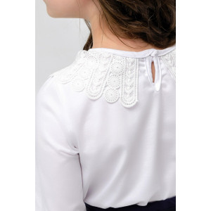 Блузка школьная "Афина" трикотаж (последний размер) белый 128-134