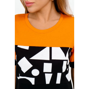 Платье женское "Деметра" 1305 кулирка (р-ры: 42-68) геометрия оранжевый