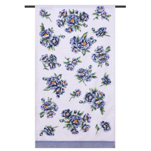 Полотенце махровое "Японские цветы" голубой