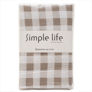 Дорожка декоративная "Simple life" рогожка "Клетка виши бежевый"