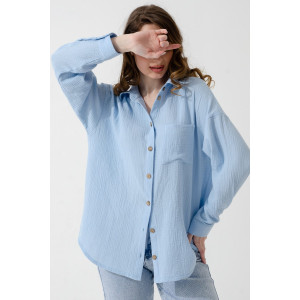Рубашка женская "Муслин" 2315-Мус муслин (р-ры: 44-54) голубой Рубашка женская "Муслин" 2315-Мус муслин (р-ры: 44-54) голубой