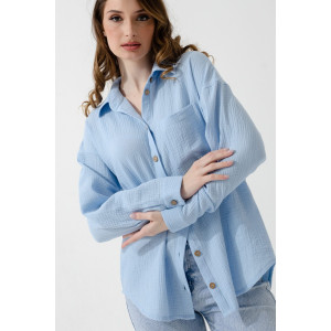 Рубашка женская "Муслин" 2315-Мус муслин (р-ры: 44-54) голубой Рубашка женская "Муслин" 2315-Мус муслин (р-ры: 44-54) голубой