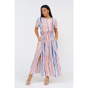 Платье женское "Ассоль" штапель (р-ры: 44-56) волна коралл Платье женское "Ассоль" штапель (р-ры: 44-56) волна коралл