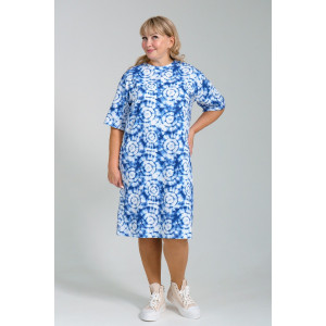 Платье женское П-046 кулирка (р-ры: 50-64) голубой Платье женское П-046 кулирка (р-ры: 50-64) голубой