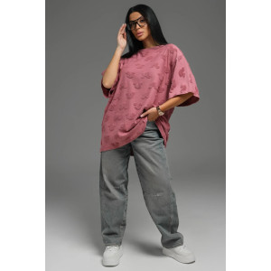 Футболка женская "Ирбис" махра жаккард (р-ры: 44-66) махра сухая роза микки Футболка женская "Ирбис" махра жаккард (р-ры: 44-66) махра сухая роза микки